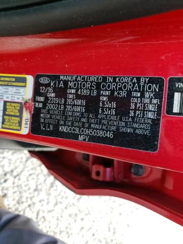 KNDCC3LC0H5038046 - 2017 KIA NIRO EX RED photo 10