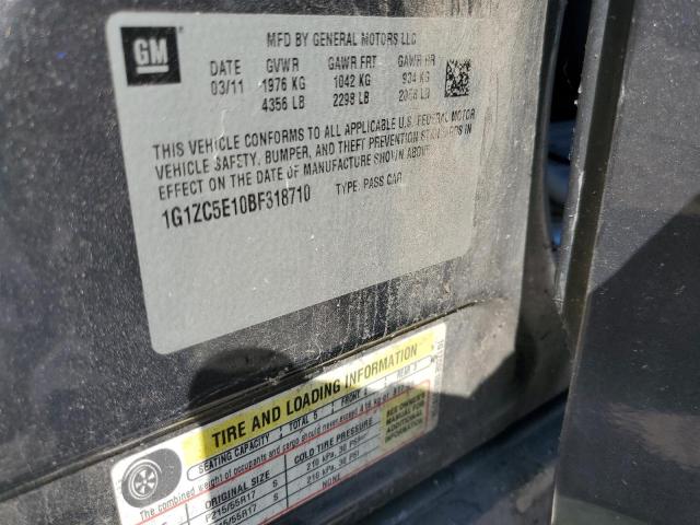 1G1ZC5E10BF318710 - 2011 CHEVROLET MALIBU 1LT ნაცრისფერი ფოტო 10