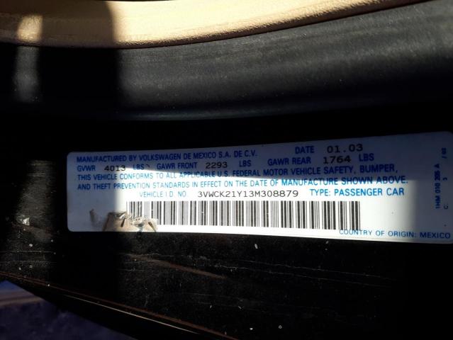 3VWCK21Y13M308879 - 2003 VOLKSWAGEN NEW BEETLE 黑色 照片 10