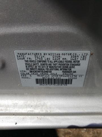 3N1CN7AP7EL848733 - 2014 NISSAN VERSA S SILVER photo 10