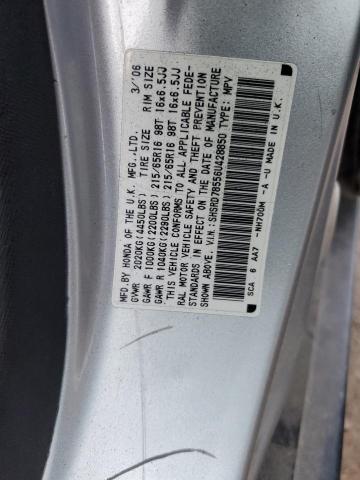 SHSRD78556U428850 - 2006 HONDA CR-V LX SILVER photo 10