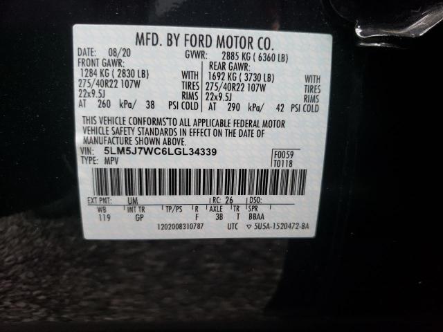 5LM5J7WC6LGL34339 - 2020 LINCOLN AVIATOR RE 黑色 照片 10