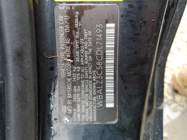 WBALZ3C58CDL71493 - 2012 BMW 650 I BLACK photo 10