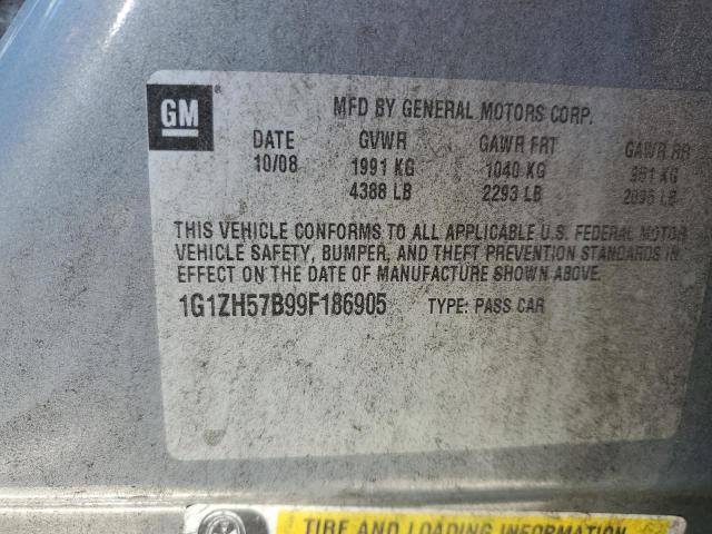 1G1ZH57B99F186905 - 2009 CHEVROLET MALIBU 1LT 蓝色 照片 10