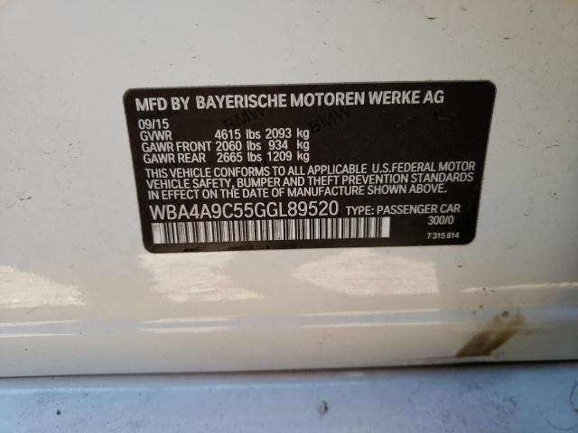 WBA4A9C55GGL89520 - 2016 BMW 428 I GRAN WHITE photo 10