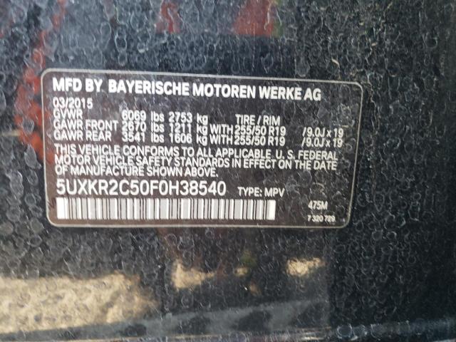 5UXKR2C50F0H38540 - 2015 BMW X5 SDRIVE3 BLACK photo 10