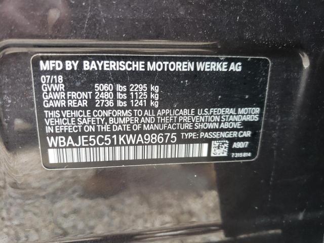 WBAJE5C51KWA98675 - 2019 BMW 540 I BLACK photo 10