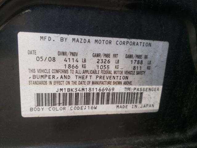 JM1BK34M181166969 - 2008 MAZDA SPEED 3 BLACK photo 10
