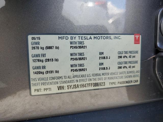 5YJSA1H47FF086923 - 2015 TESLA MODEL S P8 GRAY photo 10