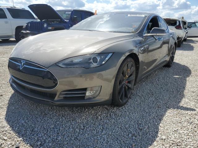 5YJSA1H47FF086923 - 2015 TESLA MODEL S P8 GRAY photo 2