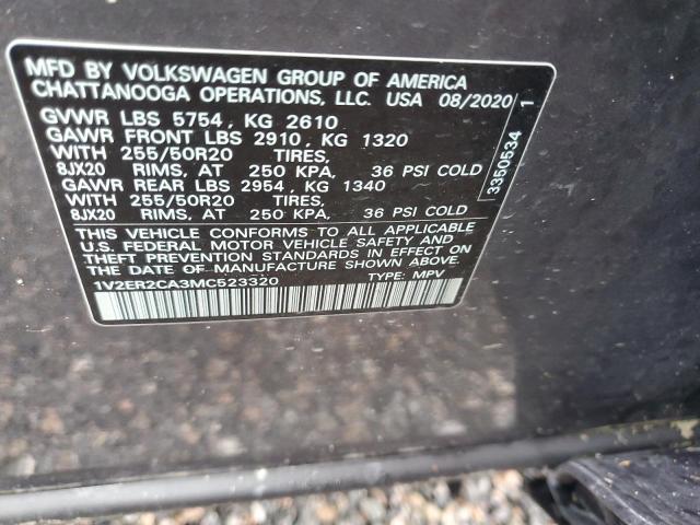 1V2ER2CA3MC523320 - 2021 VOLKSWAGEN ATLAS SEL Grafit foto 10