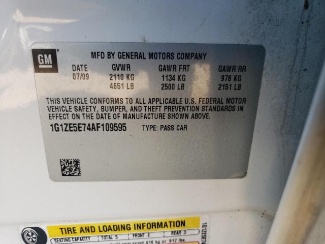 1G1ZE5E74AF109595 - 2010 CHEVROLET MALIBU LTZ თეთრი ფოტო 10