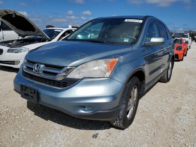 5J6RE4H77BL108659 - 2011 HONDA CR-V EXL BLUE photo 2