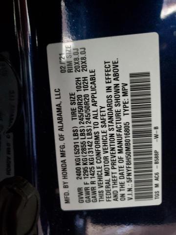 5FNYF8H50MB016805 - 2021 HONDA PASSPORT E 蓝色 照片 10