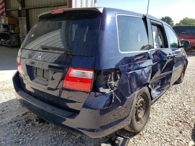 5FNRL38217B135604 - 2007 HONDA ODYSSEY LX BLUE photo 4