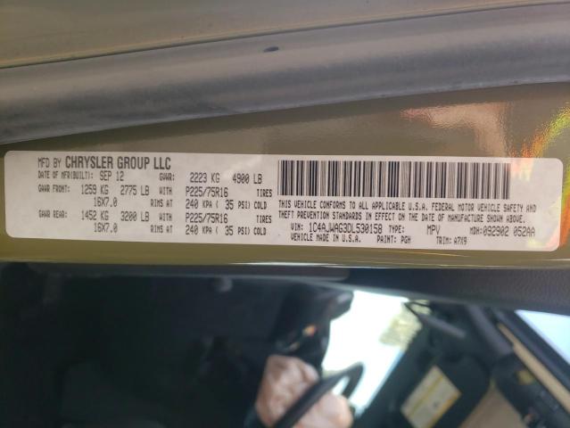 1C4AJWAG3DL530158 - 2013 JEEP WRANGLER S GREEN photo 10