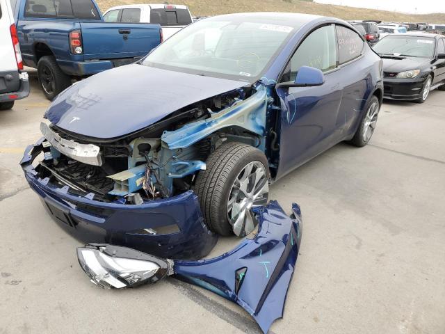 7SAYGDEE2NF437052 - 2022 TESLA MODEL Y أزرق صورة 2