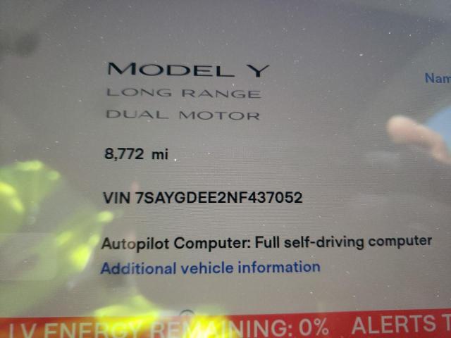 7SAYGDEE2NF437052 - 2022 TESLA MODEL Y أزرق صورة 8