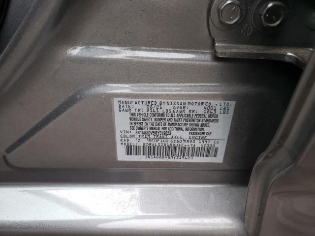 3N1AB8DV5MY319623 - 2021 NISSAN SENTRA SR CHARCOAL photo 10