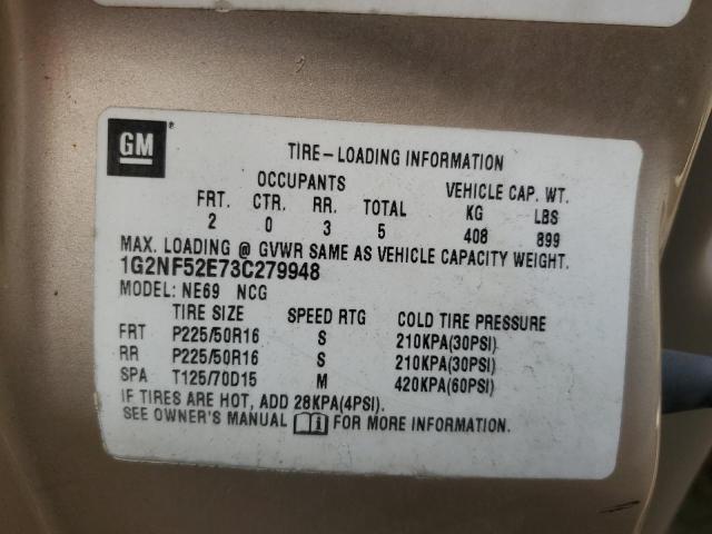 1G2NF52E73C279948 - 2003 PONTIAC GRAND AM S TAN photo 10