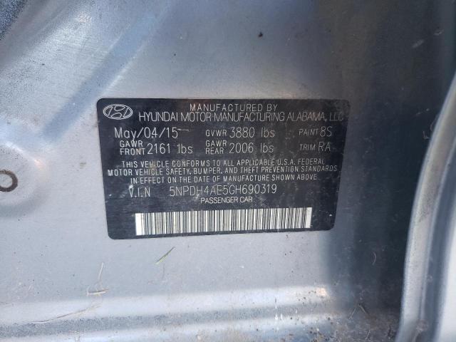 5NPDH4AE5GH690319 - 2016 HYUNDAI ELANTRA SE GRAY photo 10