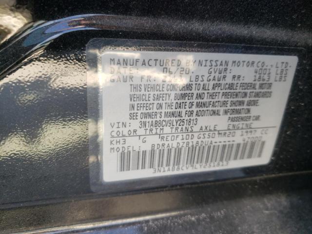 3N1AB8CV9LY251813 - 2020 NISSAN SENTRA SV BLACK photo 10