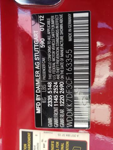 WDDKK7DF3CF163355 - 2012 MERCEDES-BENZ E 550 RED photo 10