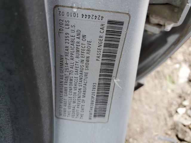 WVWTH63B83P257893 - 2003 VOLKSWAGEN PASSAT GLX Gümüş foto 10
