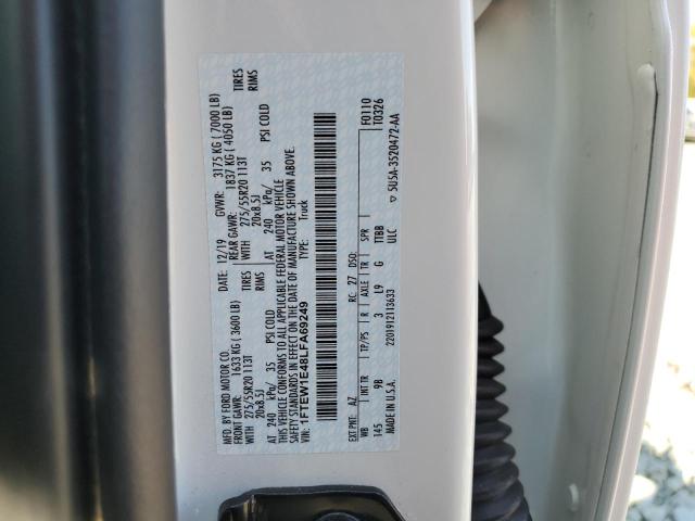 1FTEW1E48LFA69249 - 2020 FORD F150 SUPER WHITE photo 10