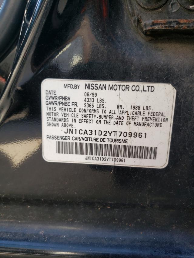 JN1CA31D2YT709961 - 2000 NISSAN MAXIMA GLE BLACK photo 10