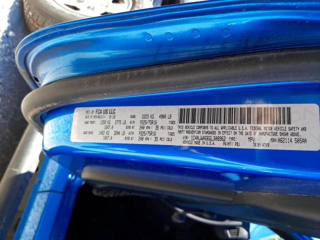 1C4AJWAG6GL308962 - 2016 JEEP WRANGLER S BLUE photo 10