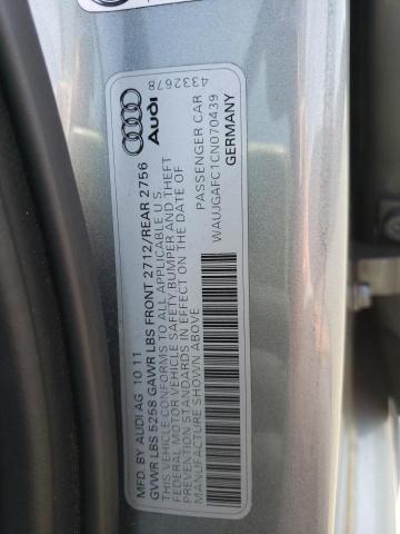 WAUJGAFC1CN070439 - 2012 AUDI A6 PRESTIG ვერცხლისფერი ფოტო 10