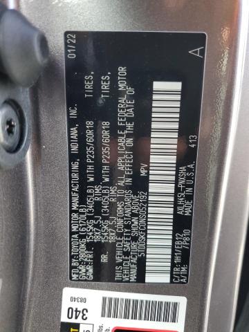 5TDDSKFC0NS052192 - 2022 TOYOTA SIENNA XSE GRAY photo 10