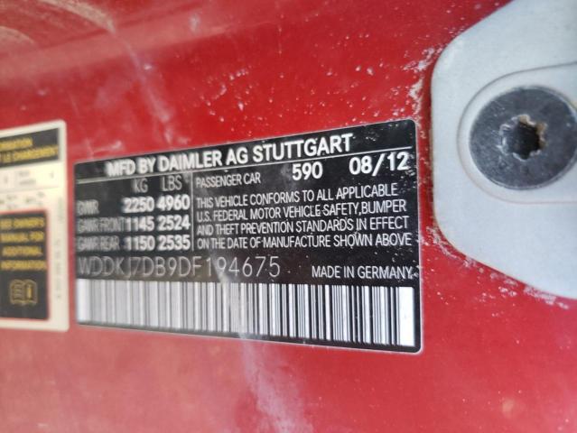 WDDKJ7DB9DF194675 - 2013 MERCEDES-BENZ E 550 RED photo 10