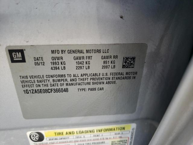 1G1ZA5E08CF366048 - 2012 CHEVROLET MALIBU LS SILVER photo 10