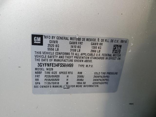 3GYFNFE34FS534499 - 2015 CADILLAC SRX PERFOR 金色 照片 10