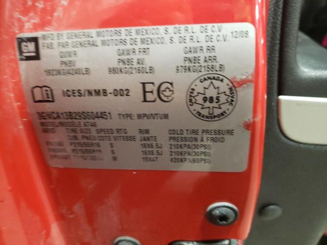 3GNCA13B29S604451 - 2009 CHEVROLET HHR LS RED photo 10