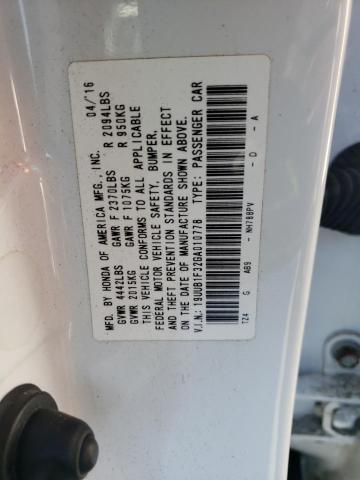 19UUB1F32GA010778 - 2016 ACURA TLX Ağ foto 10