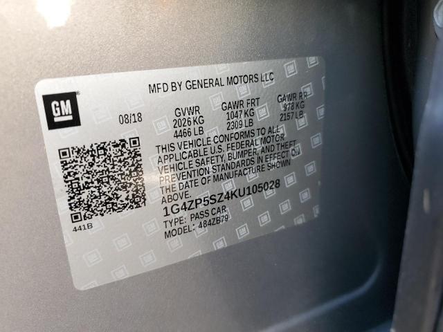 1G4ZP5SZ4KU105028 - 2019 BUICK LACROSSE E ნაცრისფერი ფოტო 10