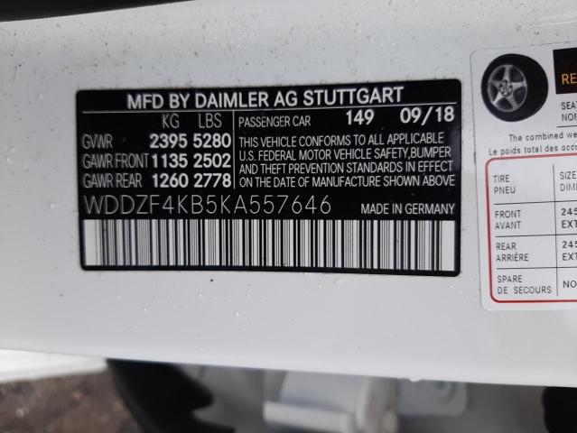 WDDZF4KB5KA557646 - 2019 MERCEDES-BENZ E 300 4MAT WHITE photo 10