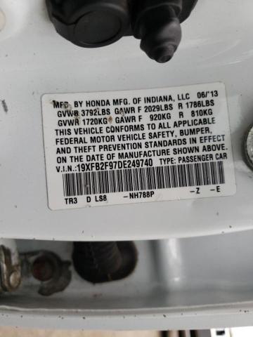 19XFB2F97DE249740 - 2013 HONDA CIVIC EXL Ağ foto 10