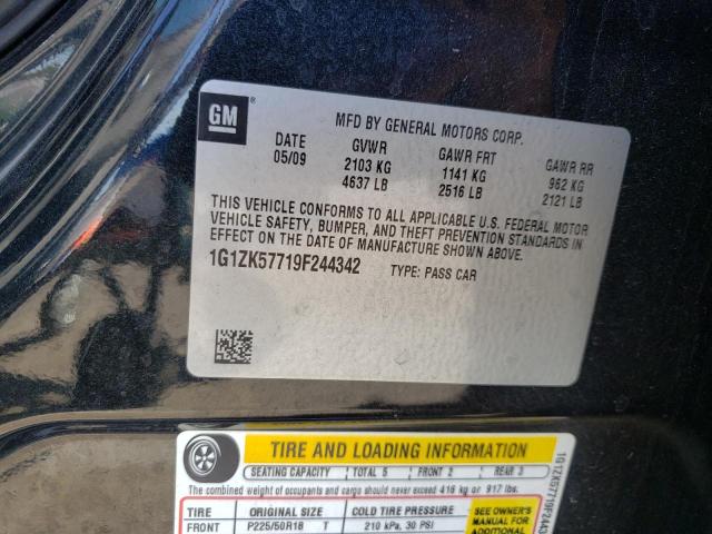 1G1ZK57719F244342 - 2009 CHEVROLET MALIBU LTZ შავი ფოტო 10