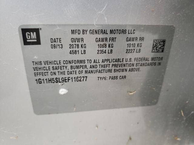 1G11H5SL9EF116277 - 2014 CHEVROLET MALIBU LTZ Күміс фото 10