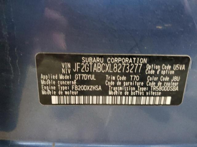 JF2GTABCXL8273277 - 2020 SUBARU CROSSTREK BLUE photo 10