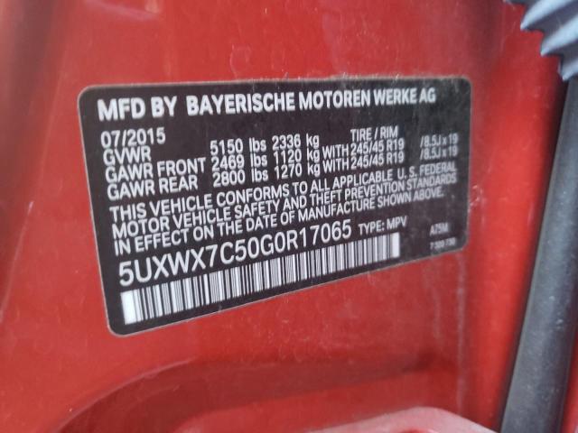 5UXWX7C50G0R17065 - 2016 BMW X3 XDRIVE3 RED photo 10