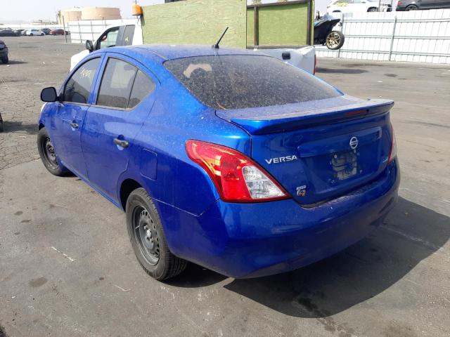 3N1CN7AP3EL860670 - 2014 NISSAN VERSA BLUE photo 3