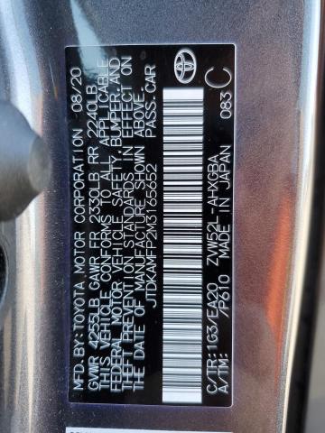 JTDKAMFP2M3165652 - 2021 TOYOTA PRIUS PRIM GRAY photo 10