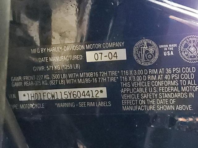 1HD1FCW115Y604412 - 2005 HARLEY-DAVIDSON FLHTCUI 黑色 照片 10