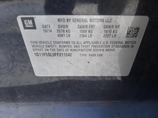 1G11F5SL9FF211042 - 2015 CHEVROLET MALIBU LTZ ნაცრისფერი ფოტო 10