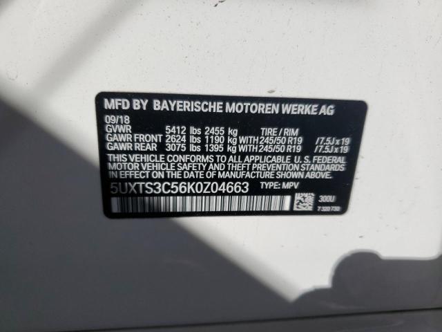 5UXTS3C56K0Z04663 - 2019 BMW X3 XDRIVEM WHITE photo 10